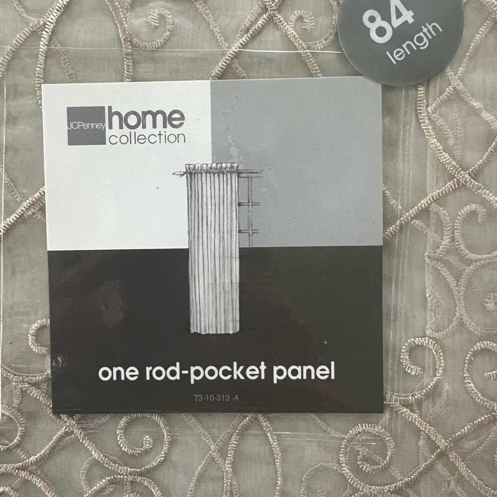 JCPenney Home Collection Beige Embroidered Sheer Panel 42x84